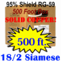 Vertical Cable RG59 Siamese Cable 95% Braid Coax 18/2 Power Cable