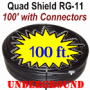 100 Foot RG-11 Underground Coaxial Jumper Cable for Antenna and Satellite