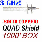 RG6 Quad Shield Coaxial Cable Solid Copper 3 GHz White 1000 Feet