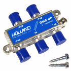 HOLLAND 1 GHz Power Passing 4-way Cable TV Antenna Splitter