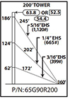 ROHN 65G Complete 200 Foot 90 MPH Guyed Tower 65G90R200