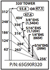 ROHN 65G Complete 320 Foot 90 MPH Guyed Tower 65G90R320