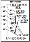 ROHN 65G Complete 360 Foot 90 MPH Guyed Tower 65G90R360