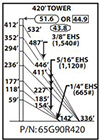 ROHN 65G Complete 420 Foot 90 MPH Guyed Tower 65G90R420