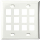 12 Port Keystone Wall Plate in White or Ivory