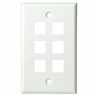 6 Port Keystone Wall Plate in White or Ivory
