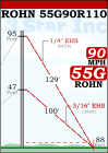 ROHN 55G Complete 110 Foot 90 MPH (Rev. G) Guyed Tower - 55G90R110