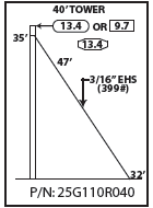 ROHN 25G Complete 40 Foot 110 MPH Guyed Tower R-25G110R040