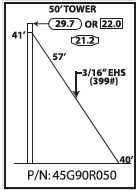 ROHN 45G Complete 50 Foot 90/ 70 MPH Guyed Tower R-45G90R050