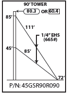 ROHN 45GSR Complete 90 Foot 90 MPH Guyed Tower R-45GSR90R090