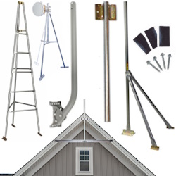 Tripod Antenna Mast Roof Peak Pitch & J Eave Mount