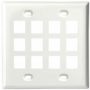 12 Port Keystone Wall Plate in White or Ivory