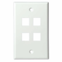 4 Port Keystone Wall Plate in White or Almond