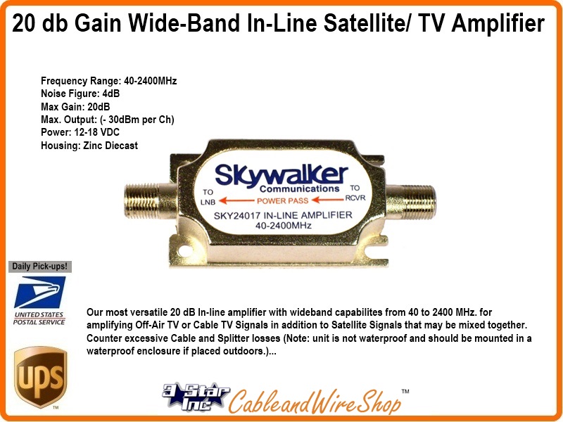 SKY 24017 InLine 20 db Gain WideBand InLine Satellite TV Antenna