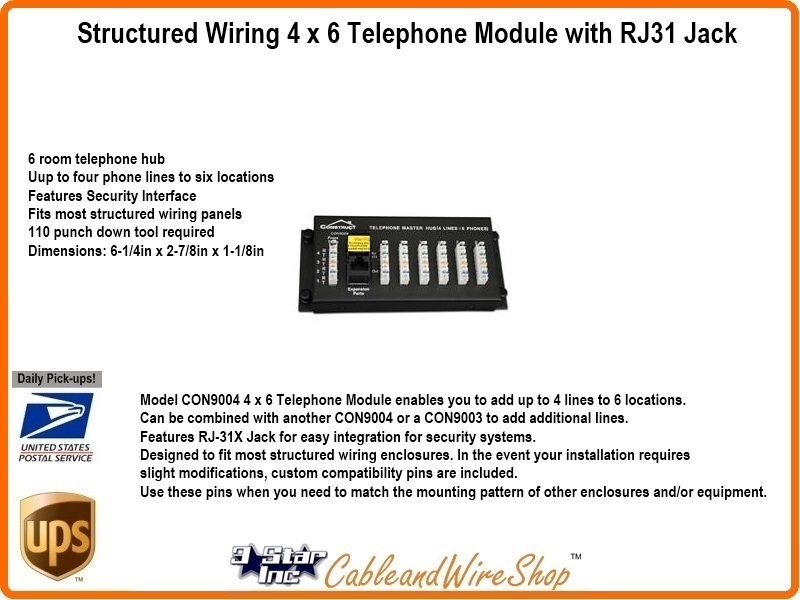 Structured Wiring 4 x 6 Telephone Module with RJ31 Jack | 3 Star
