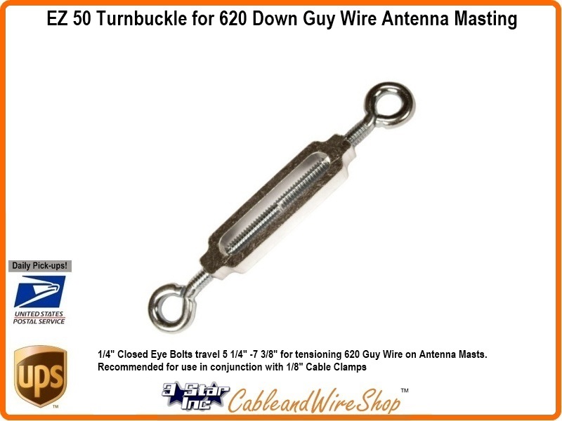 Antenna Mast Down Guy Turnbuckle Eye to Eye for 6/20 Guy Wire EZ-50 3 Pack 
