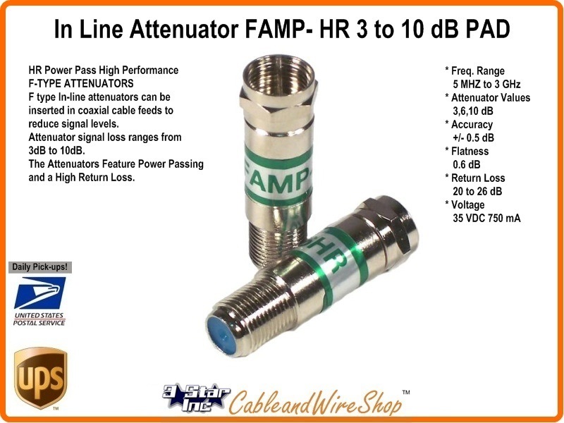 Attenuation 3 dB Coaxial Line Plug to Coaxial Line Socket In-Line Attenuator 