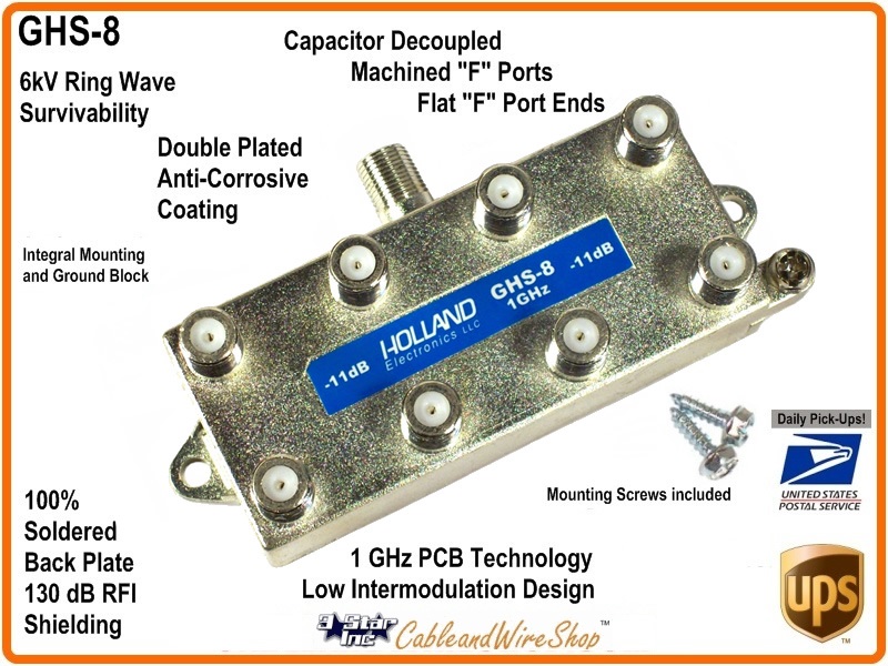 ansiedad atleta Penetración HOLLAND 8-Way Coaxial Cable Drop Splitter 1 GHz | 3 Star Incorporated