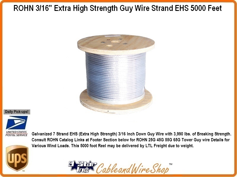 3/16" Extra High Strength Guy Wire Strand EHS 5000 Feet