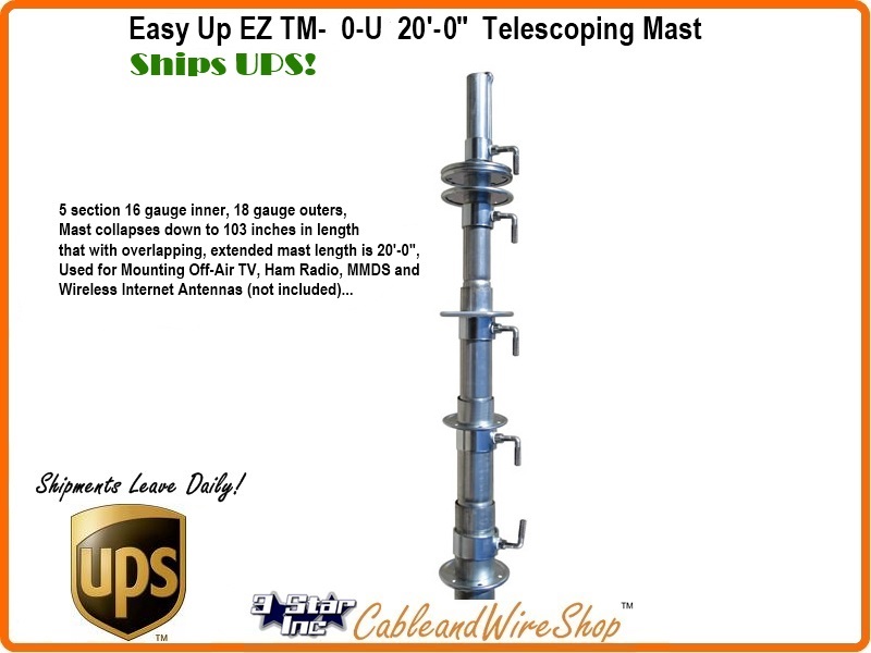 Mástil telescópico de 33' 2 - Antena TV WIFI HAM - EZ TM-50-U-95