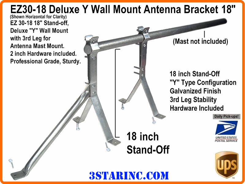 Galvanized EASY-UP EZDM-166-18Z 18 inch J-Pole for Mounting Dish and TV Antennas 