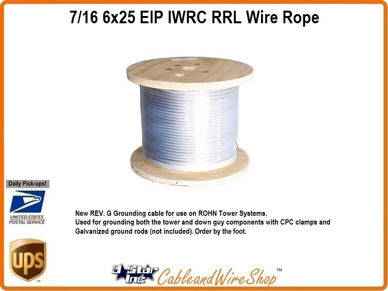 7/16 6x25 EIP IWRC RRL Wire Rope by the Foot