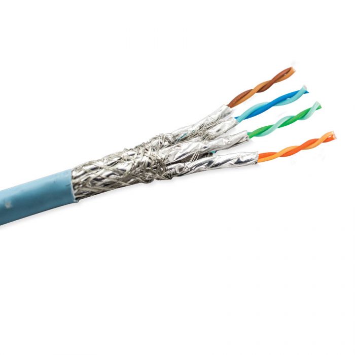 Category 7 10Gbase-T 1200 Mhz 23 Awg Solid 4-Pair Per Foot Ice Blue 